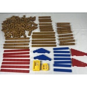 Lot Of 118 Clean Wooden Lincoln Logs And Roof Pieces For Building K'NEX 2014